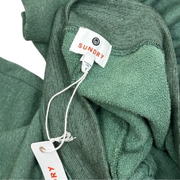 Sundry Green Sweat Pants Tie Front Stripe - Picture 3 of 4